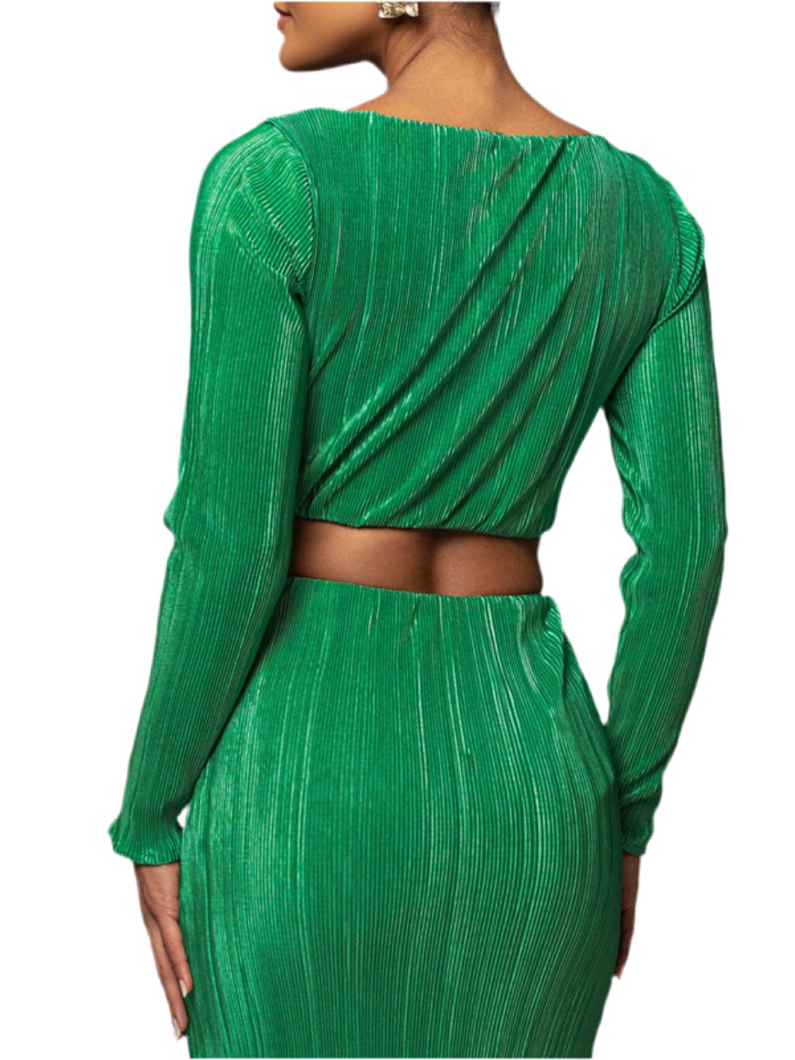 Ruched Cowl Neck Top and Maxi Skirt Set