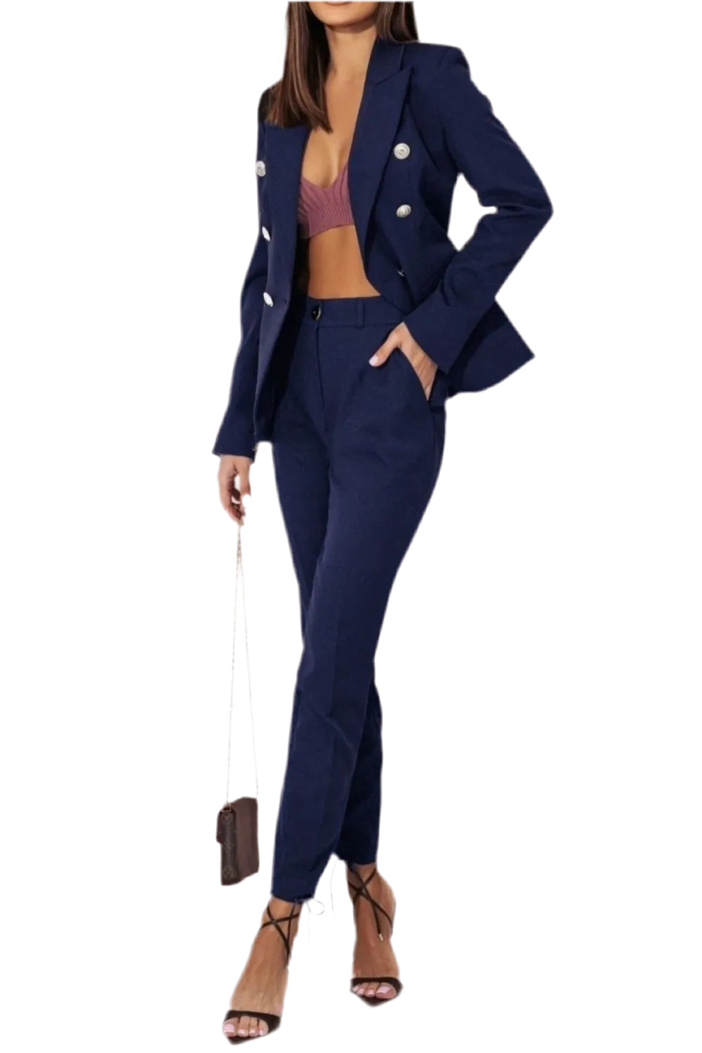 Full Size Lapel Collar Long Sleeve Blazer and Pants Set Plus Size