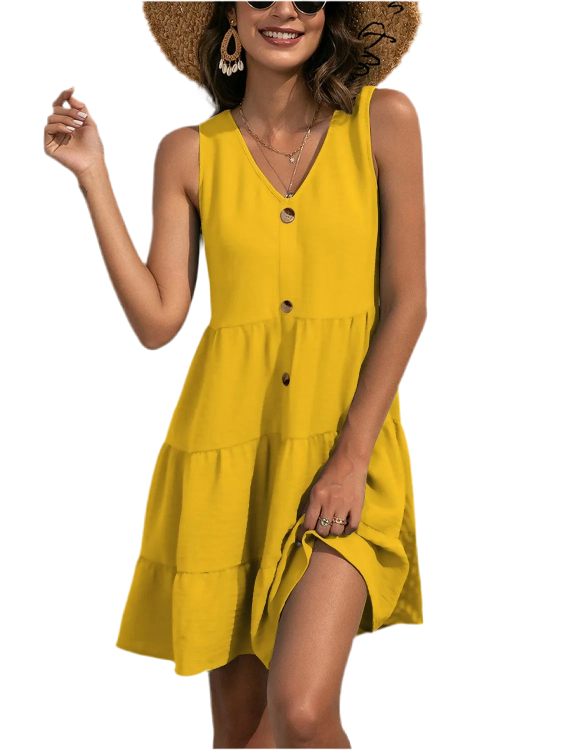 V-Neck Sleeveless Mini Tank Dress