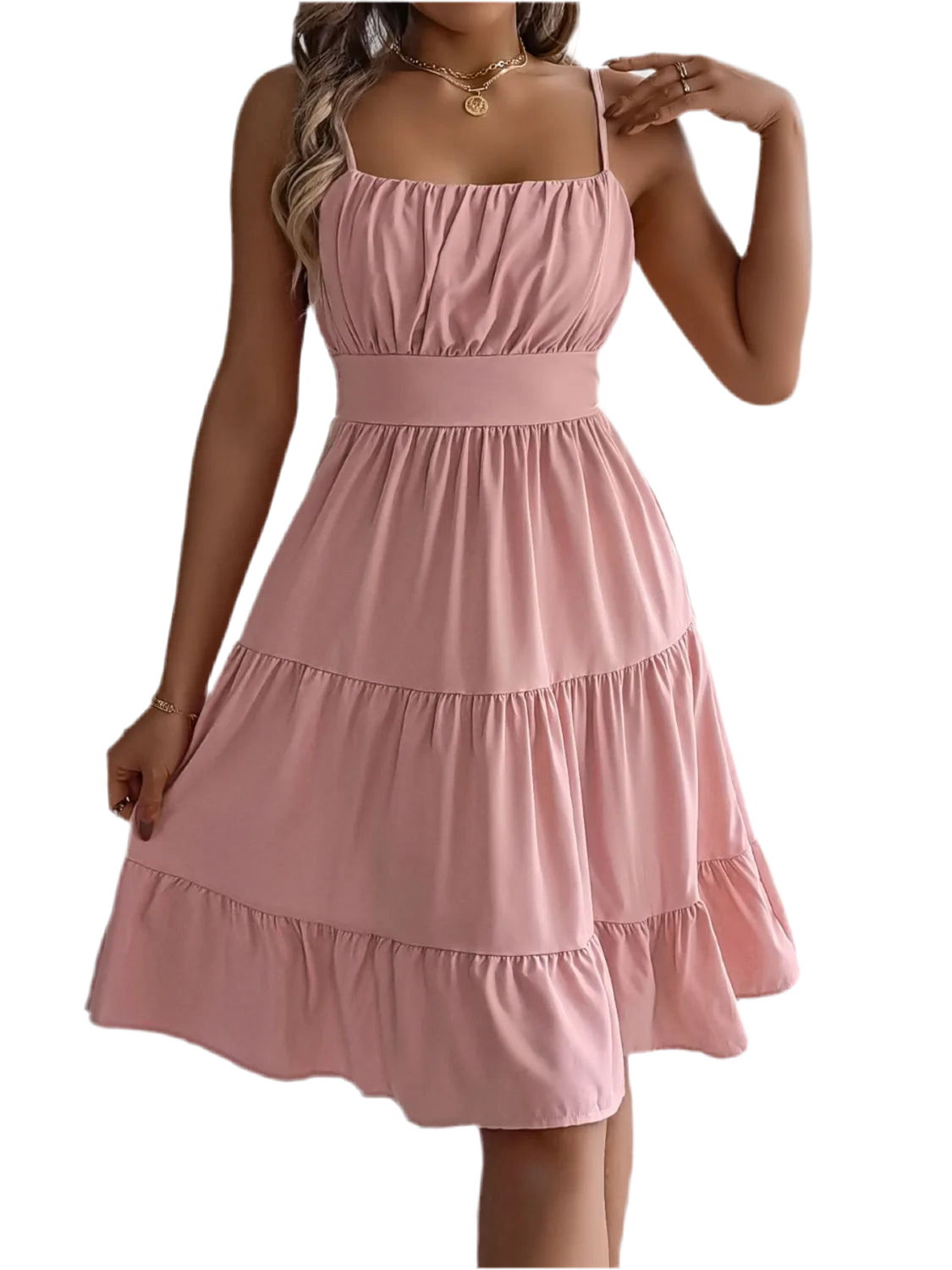 Smocked Back Tiered Cami Dress