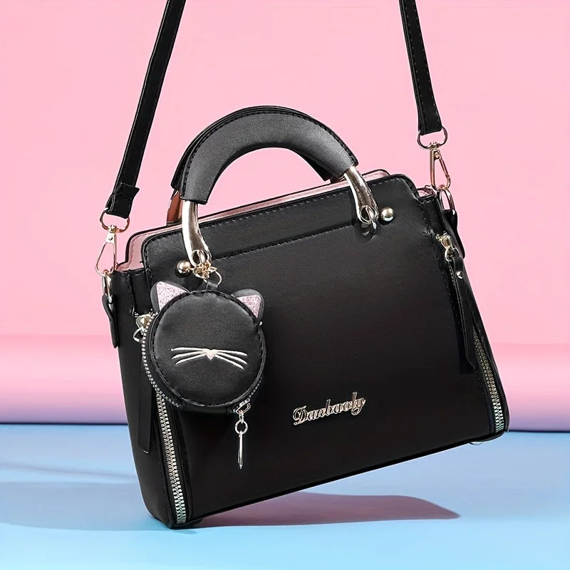 Satchel Shoulder Ladies Cat Purse