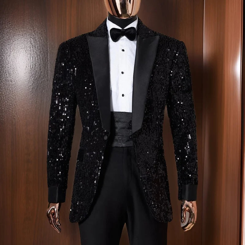 Men's Sequins Tuxedo Slim Fit Suits