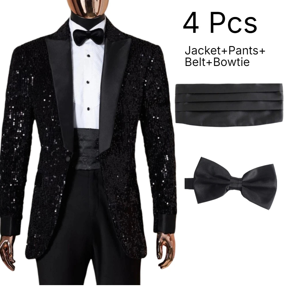 Men's Sequins Tuxedo Slim Fit Suits