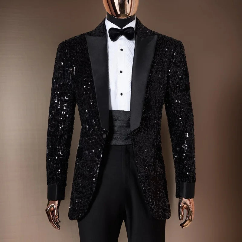Men's Sequins Tuxedo Slim Fit Suits