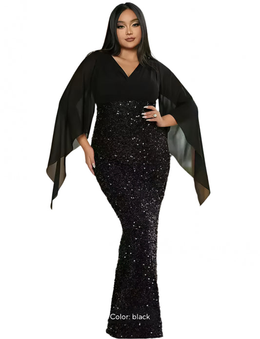 Elegant Midwaist Sequin Evening Dress