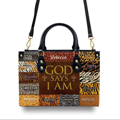 High quality new design leather bags for women. God says I am unique prints