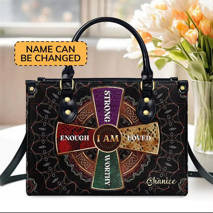 High quality new design leather bags for women. God says I am unique prints