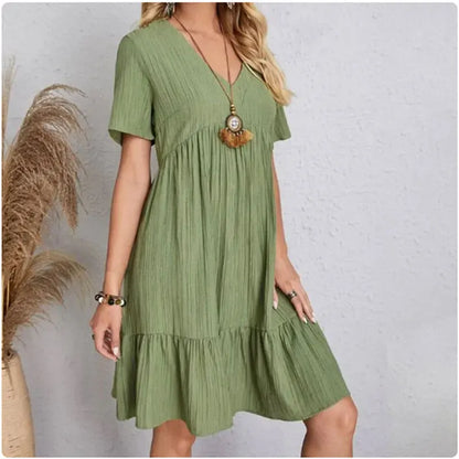 Summer Peplum V-Neck Dress