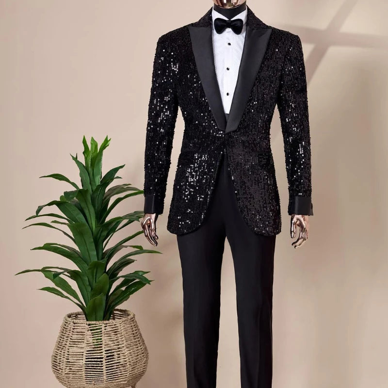 Men's Sequins Tuxedo Slim Fit Suits