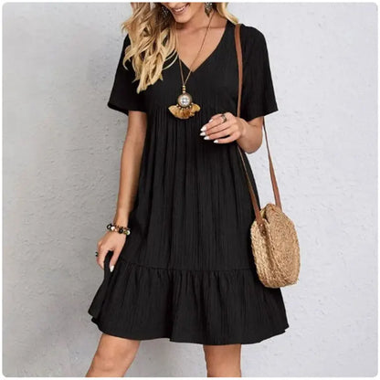 Summer Peplum V-Neck Dress