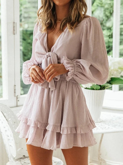Ruffles Women Long Sleeve Dress