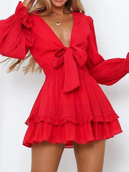 Ruffles Women Long Sleeve Dress