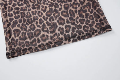 See Through leopard print Maxi Dress