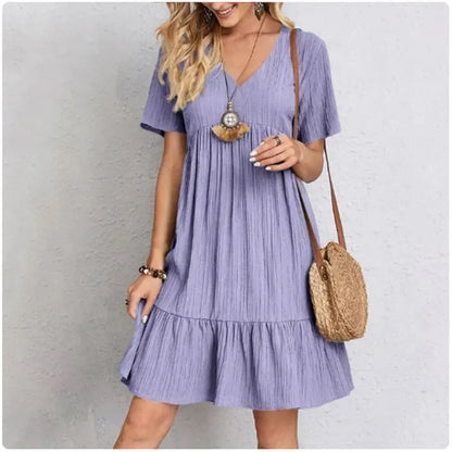 Summer Peplum V-Neck Dress