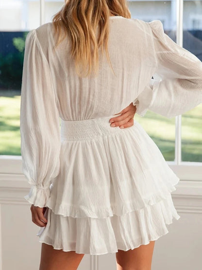 Ruffles Women Long Sleeve Dress