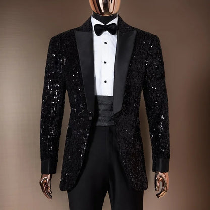 Men's Sequins Tuxedo Slim Fit Suits